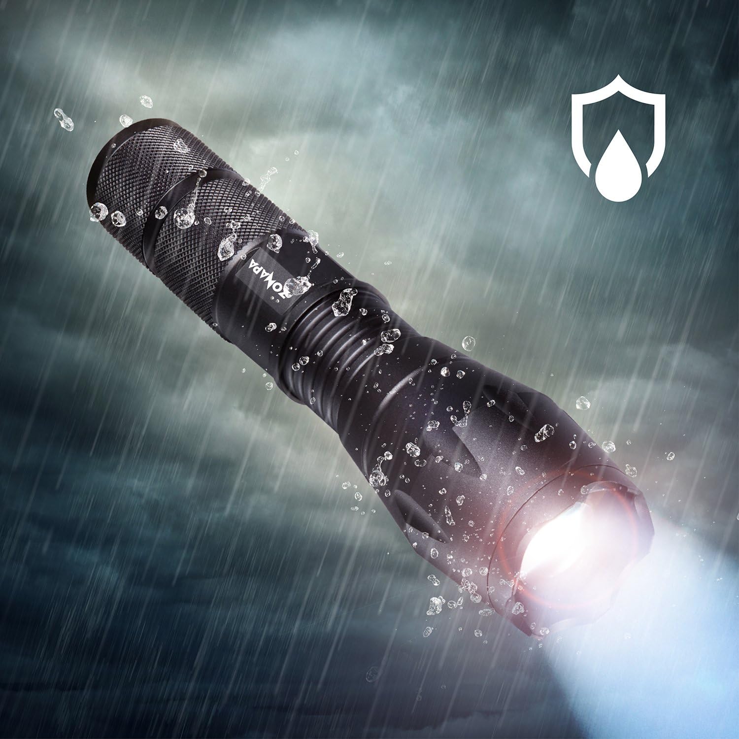 ZONAPA Tactical LED Flashlight (2-Pack) High Lumens, 5 Ultra-Bright Lighting Modes Strobe, SOS | Indoor, Outdoor Emergency, Camping, Hiking, Security | Waterproof, Zoomable - - 