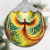 Phoenix Stained Glass Hanging Ornament - Christmas Tree Decoration, Holiday Home Decor, Gift Exchange Idea - Phoenix in Full Wings