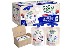 GoGo Squeeze Yogurt, Strawberry banana, Raspberry or Blueberry (3 oz Pounches 20 Pack) Every Order is Elegantly Packaged in a Signature BETRULIGHT Branded Box (Strawberry Blueberry)