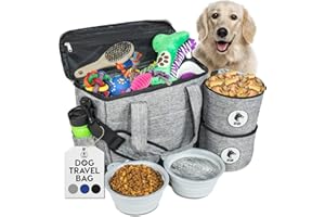 TOP DOG PET GEAR Dog Travel Bag for Supplies - Airline-Approved Backpack for Dogs - Pet Supply Organizer with Foldable Bowls & Food Containers - Pet Travel Bag - Dog Bags for Travelling with Accessories