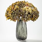 TOPIA Silk Fall Flowers Artificial Silk Dried Hydrangea Artificial Fall Florals Bouquet Dried Flowers Autumn Decorations for Office and Home(6 PCS) (Green)