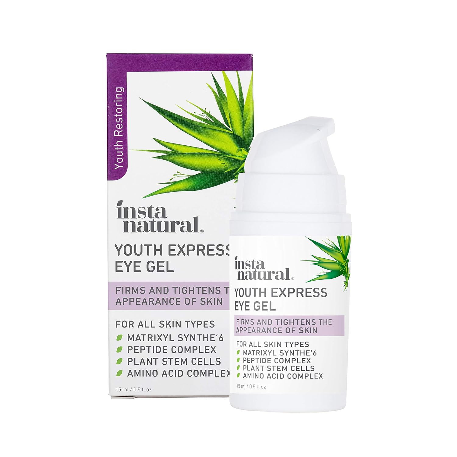 Eye Gel Cream - Wrinkle, Dark Circle, Fine Line & Redness Reducer - Pure & Organic Anti Aging Blend for Men & Women with Hyaluronic Acid - Fight Bags & Lift Skin - InstaNatural - 0.5 oz Travel Size: Beauty