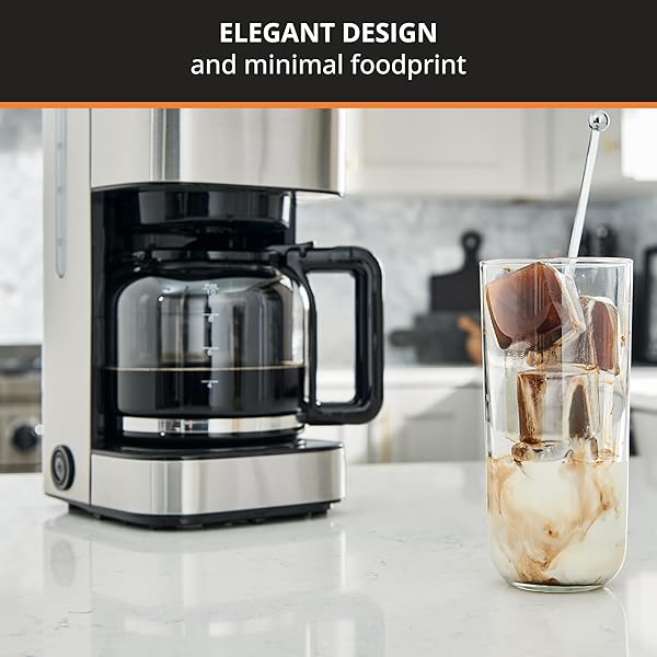 KRUPS COFFEE MAKER 10 CUPS SIMPLY BREW STAINLESS STEEL DRIP COFFEE MAKER, 900 WATTS COFFEE FILTER, DRIP FREE, DISHWASHER SAFE POT , BLACK & SILVER