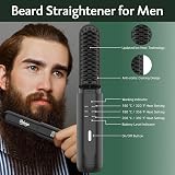 REHOYO Cordless Beard Straightener Brush Rechargeable 3 Temp Portable Men view 4