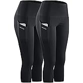 NELEUS Women's Tummy Control High Waist Capri Running Leggings Yoga Pants with Pocket