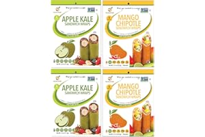 GEMWRAPS Apple Kale & Mango Chipotle Sandwich Wraps (Four-Pack) – Variety Pack of Plant-Based, Gluten-Free, Low-Carb Wraps – Vegan, Non-GMO, Paleo Tortilla Alternatives for Healthy Eating