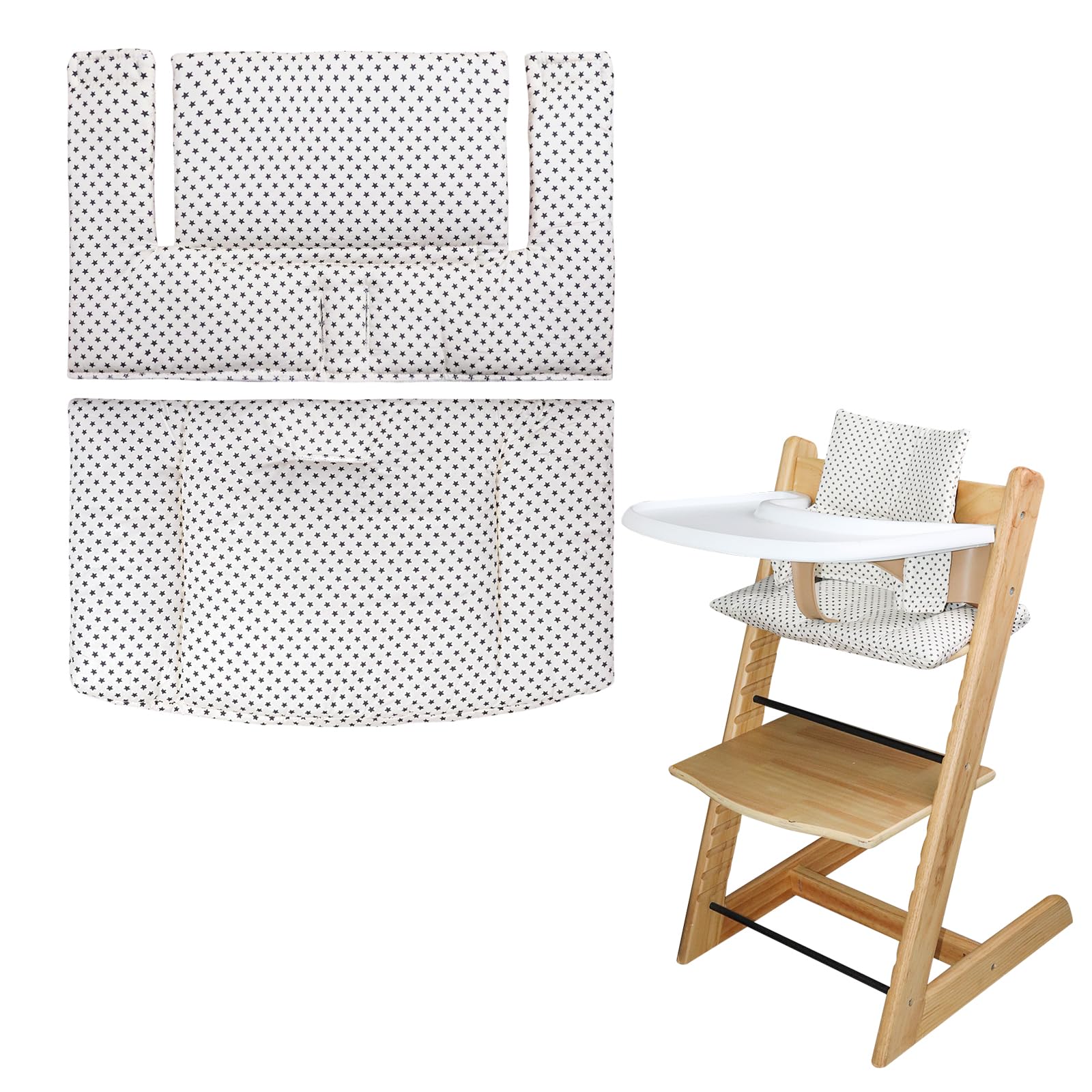 LLHQAMT For High Chair Cushion, Soft And Comfortable Baby Seat Cover With Cute Graphics, For Tripp Trapp Cushion Makes Baby Sitting Safer And More Comfortable (Beige Little Star)