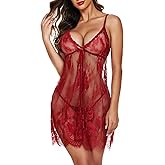 Avidlove Sexy Lingerie for Women Open Front Lace Babydoll Dress V Neck Chemise Negligee Honeymoon