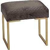 Cortesi Home Allium Ottoman with Painted Gold Legs, 19" Wide, Gray Velvet