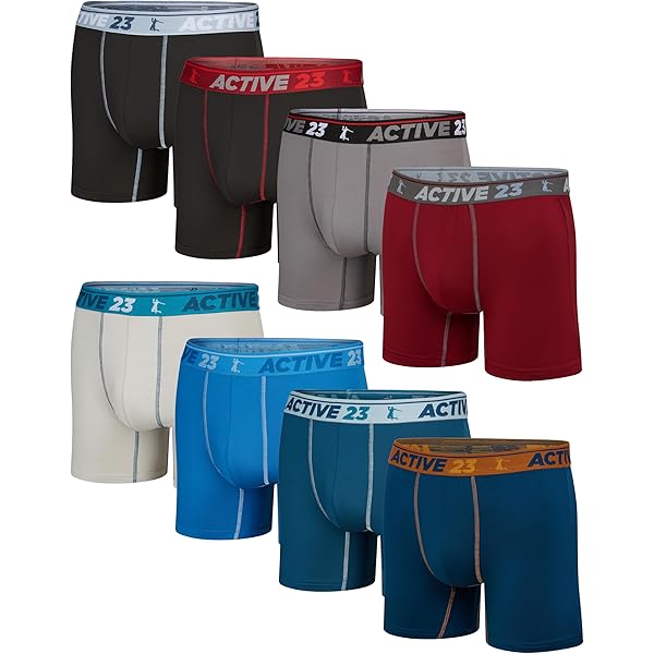 Active 23 Mens Multipack Dry Fit Performance Boxer Briefs for Men