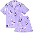 WANHONGYUE Kawaii Cartoon Pajamas for Women Girls Sleepwear Loungewear Short Sleeve Shirt with Shorts 2 Piece Pajama Sets