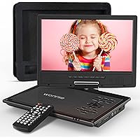 WONNIE 12.5" Portable DVD Player with 10.5" Swivel Screen, Headrest Mount, 5-Hour Rechargeable Battery, Dual Speakers, Car Ch