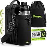 kyrra. Magnetic Gym Bag with Water Bottle Holder Reusable Pouch 2 Bags in 1 Compact Crossbody Small Sports Training Bag Durable Waterproof Fitness Organizer Workout Bag for Men Women Travel