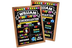ELLINJAN First & Last Day of School Board, 11 x 14 Inch Double Sided Back to School Chalkboard with Frame, Reusable Wooden 1st Day of Preschool/Kindergarten Sign for Kids/Girls/Boys