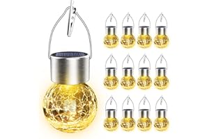 AHONGEM Solar Balls Lights Outdoor for Homeowner: 12 Pack Crackes Glass Globes Light Waterproof for Yard Outside Decoration - Hanging Globe Lighed for Garden Tree Decor - Home Birthday Gifts for Women Mom
