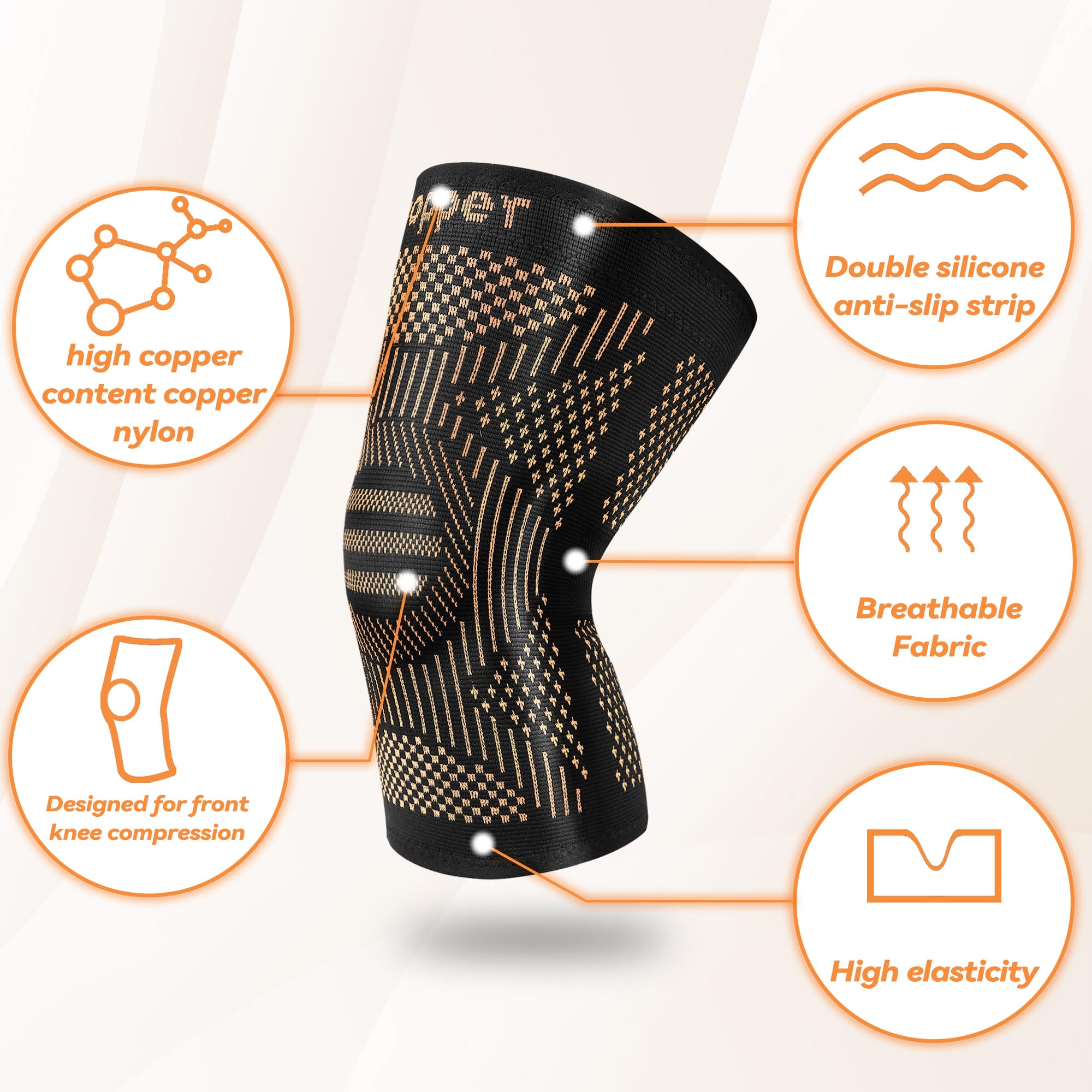 Copper Knee Braces for Knee Pain for Men Women(2pack)-Knee Sleeves for Arthritis Pain and Support-Copper Knee Support for Running,Working Out,Meniscus Tear,Arthritis and Joint Recovery(2X-Large)