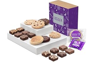 Fairytale Brownies Cookie & Magic Morsel Combo Individually Wrapped Gourmet Chocolate Food Gift Basket - 1.5 Inch x 1.5 Inch Bite-Size Brownies and 3.25 Inch Cookies - 18 Pieces - Item CF343