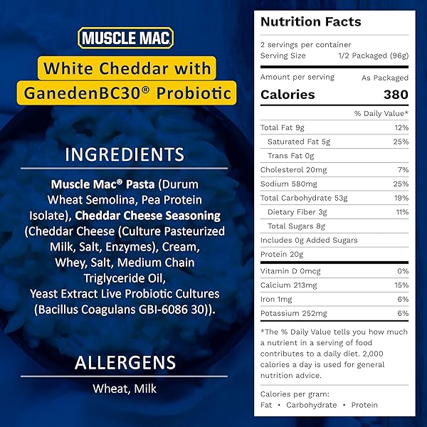 MACARONI AND CHEESE CARTON MADE WITH PROBIOTICS AND MTC OIL, 20G HIGH PROTEIN PER SERVING FOODS, REAL WHITE CHEDDAR CHEESE BY MUSCLE MAC PRO, (10 PACK)