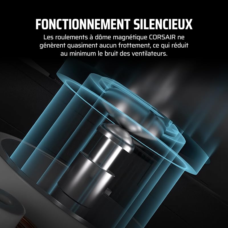 iCUE LINK LX120-R RGB 120mm PWM Ventilateur Inversés – Kit Triple Ventilateur – Faible Bruit, CORSAIR Palier à Dôme Magnétique, Double Boucle Lumineuse, Vis QuikTurn™, Mode Zéro RPM – Noir