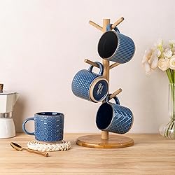 GBHOME 6 OZ Stackable Coffee Mugs, Ceramic Coffee