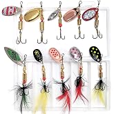 10PCS Rooster Tail Fishing Lures Trout Lures Inline Spinners Baits Kit | for Bass Salmon Walleye Crappie Pike Spoon Fishing Lure with Feathered Treble Hooks for Freshwater and Saltwater