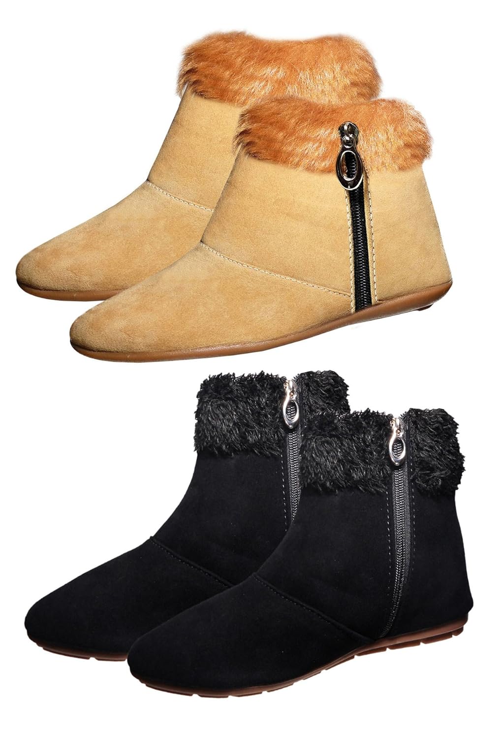 zuaula comfortable women long shoes black and beige color combo pack