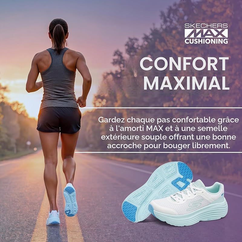 Baskets Max Cushioning Endeavour CANOVA pour Femme, Bordure synthétique Blanche Bleu Clair, 38 EU