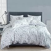 Jane yre Floral King Duvet Cover Brushed Microfiber 3 Pieces Floral Bedding Set Garden Style Blue Floral Pattern Flower Duvet Cover King with Zipper Closure Luxury Soft Breathable Comfy