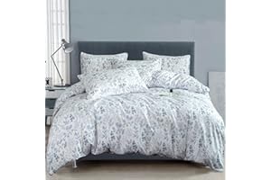 Jane yre Flower Queen Duvet Cover Brushed Microfiber 3 Pieces Floral Bedding Set Queen Garden Style Blue Floral Pattern Flower Queen Duvet Cover with Zipper Closure Luxury Soft Breathable Comfy