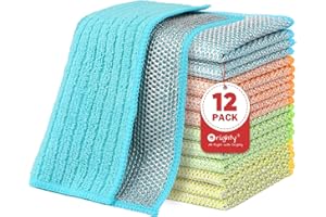 Orighty Multipurpose Wire Dishwashing Rag 12 Pcs, Upgraded Double-Layer Non-Scratch Wire Dish Cleaning Cloths, Kitchen Reusable Steel Scrubber, Powerful Dishcloth Rag for Cookware, Multicolor, 7"x8"