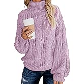 Fashionme Chic Ballon Sleeve Winter Turtleneck Chunky Sweater Slouchy Oversized Loose Pullover Outerwear Warm Thick