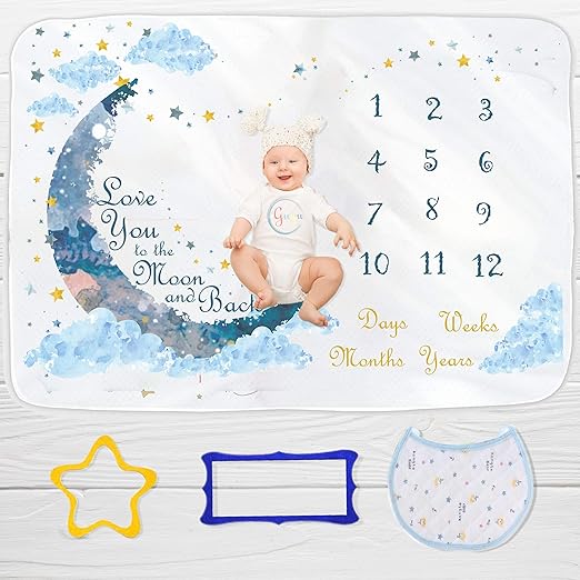 milestone baby boy blanket