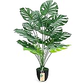 Der Rose Fake Plants 28'' Large Faux Plants Artificial Monstera Plants Indoor Tall in Black Pots for Home Office Bathroom Patio Floor Outdoor Decor