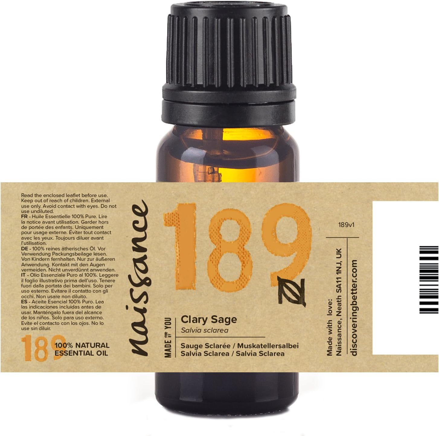 Naissance Clary Sage Essential Oil (no. 189) 10ml, Pure, Natural, Cruelty Free, Steam Distilled and Undiluted - Image 3