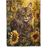 BIWOTU Sunflower Maine Coon Cat Blanket - Soft, Cozy, Comfy, Lightweight Flannel Throw - Plush, Warm, Anti-Pilling Fuzzy Blanket for Couch, Bed, Office, Travel, Unisex - 50×60in