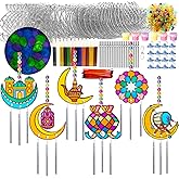 Ayhuhra 30 Sets Ramadan Suncatcher Wind Chime Crafts Kits Eid Al Fitr Sun Catcher DIY Window Art Moon and Star Suncatchers Lantern Mosque Sun-Catcher for Islamic Craft Ramadan Mubarak Decorations