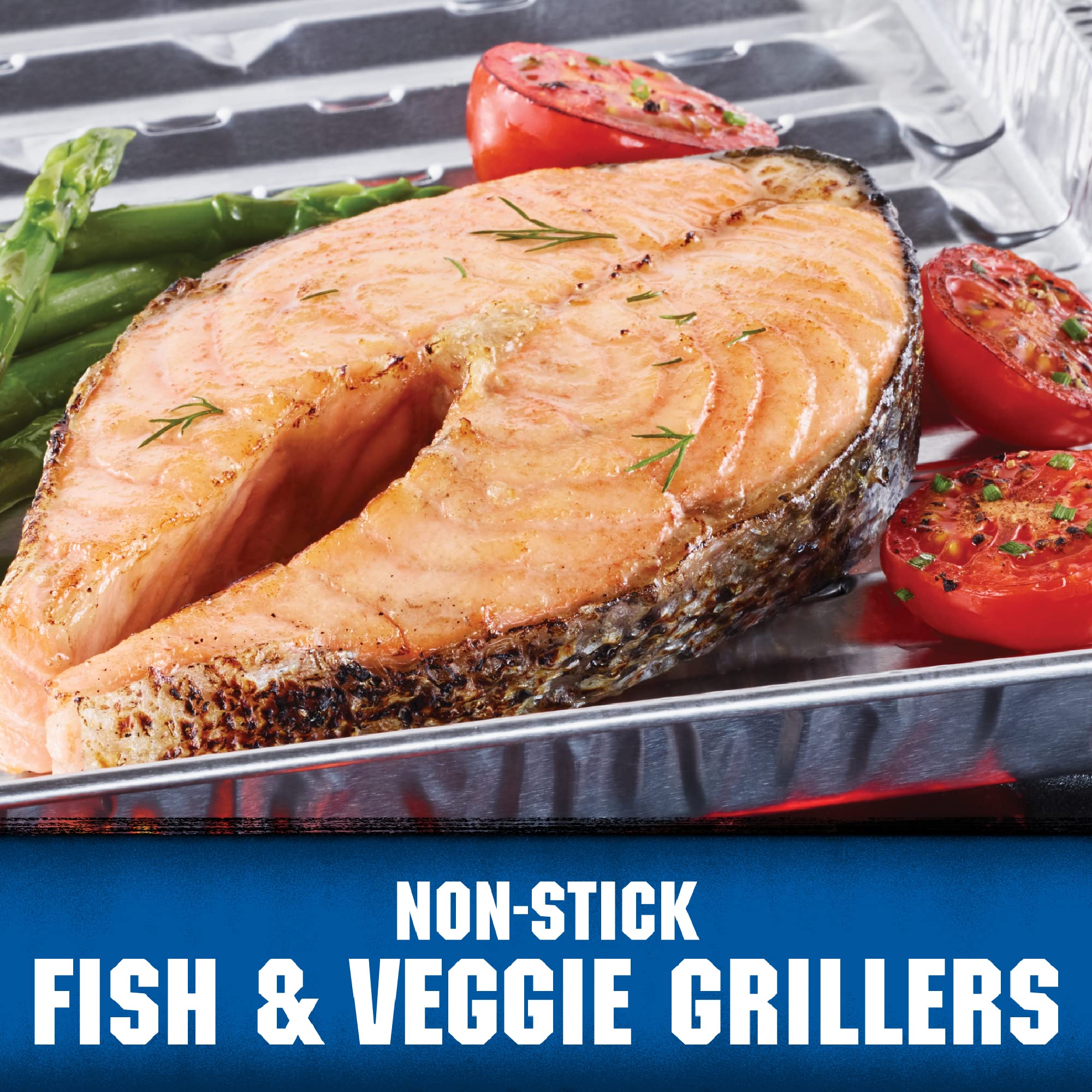 Kingsford Grilling Fish & Veggie Griller, Non-Stick Aluminum Grill Liner, Prevents Food from Falling through Grill Grates, 16