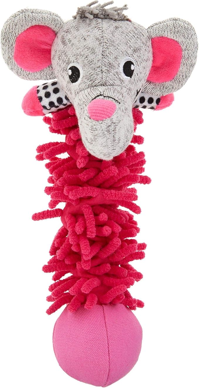 Pet Supplies TOP PAW Elephant Bungee Noodle Plush, Squeaker Dog Toy