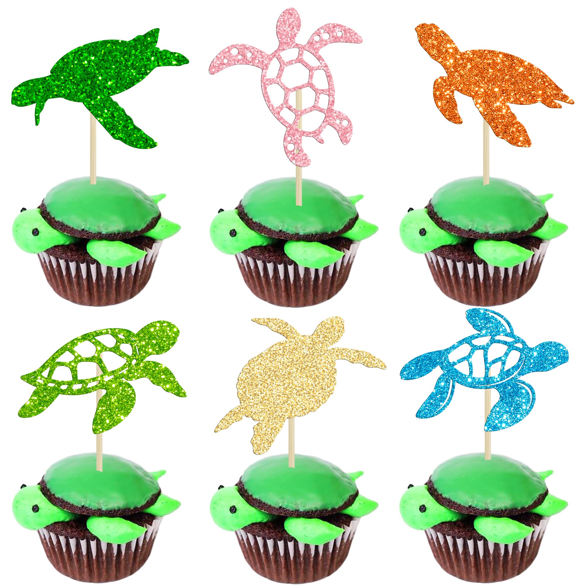 Photo 1 of Gyufise 24Pcs Turtle Cupcake Toppers Baby Happy Birthday Party Cake Sea Animals Baby Shower Party Picks for Sea Animals Theme Baby Shower Kids Birthday Party Decoration Supplies