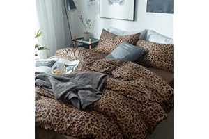 LifeTB Leopard Comforter Set Queen Comforter Set 3 Pieces Leopard Print Comforter Fluffy Soft Microfiber Bedding Set for All Seasons Animal Cheetah Print Queen Size Comforter with 2 Pillowcases