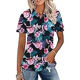 LUYAA Womens Golf Shirt Summer 1/4 Zip up Polo Shirts for Women Short Sleeve Moisture Wicking Gym Workout Tops