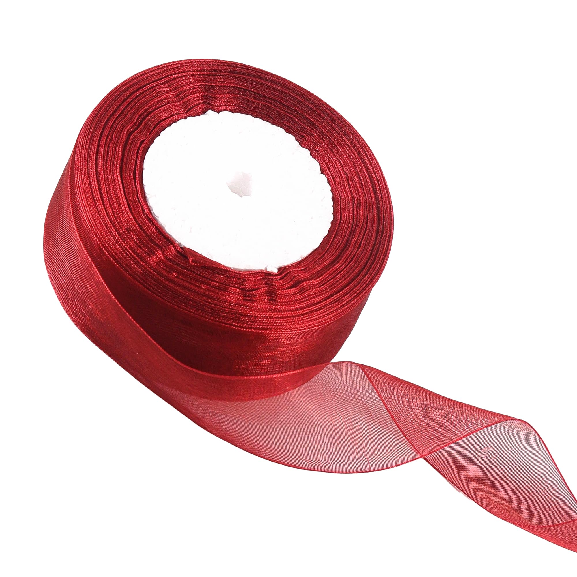 40mm Wine Red Organza Ribbon for Gift Wrapping 45M,Wine Red Organza Ribbon 40mm Organza Chiffon Ribbon Thick Ribbon for Gift Wrap Hair Bow Christmas Ribbon Cake Wedding DIY Crafts Car Ribbon