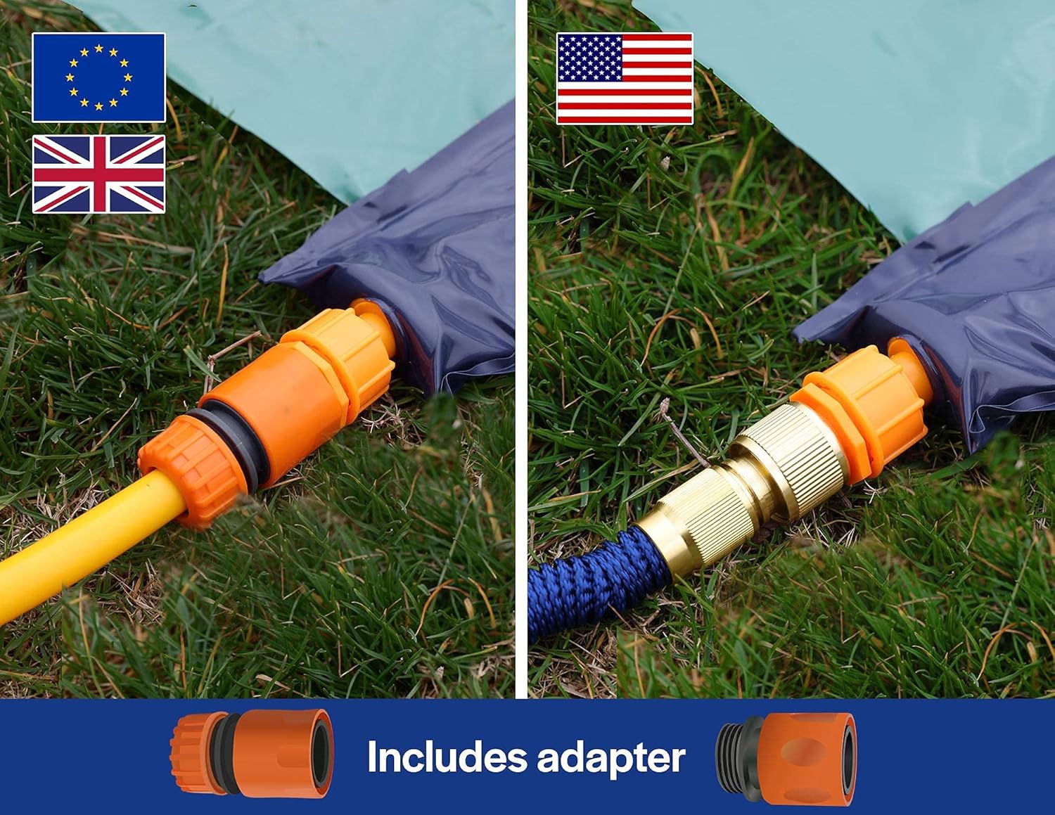 TEAM MAGNUS Water Slide - Central Sprinkler and XL Crash pad for Backyard Races: Home & Kitchen