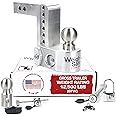 Weigh Safe Adjustable Trailer Hitch Ball Mount - 6" Drop Hitch for 2" Receiver w/ 4 pc Keyed Alike Lock Set, Premium Aluminum Trailer Tow Hitch w/Built in Weight Scale for Anti Sway, 12,500 lbs GTW