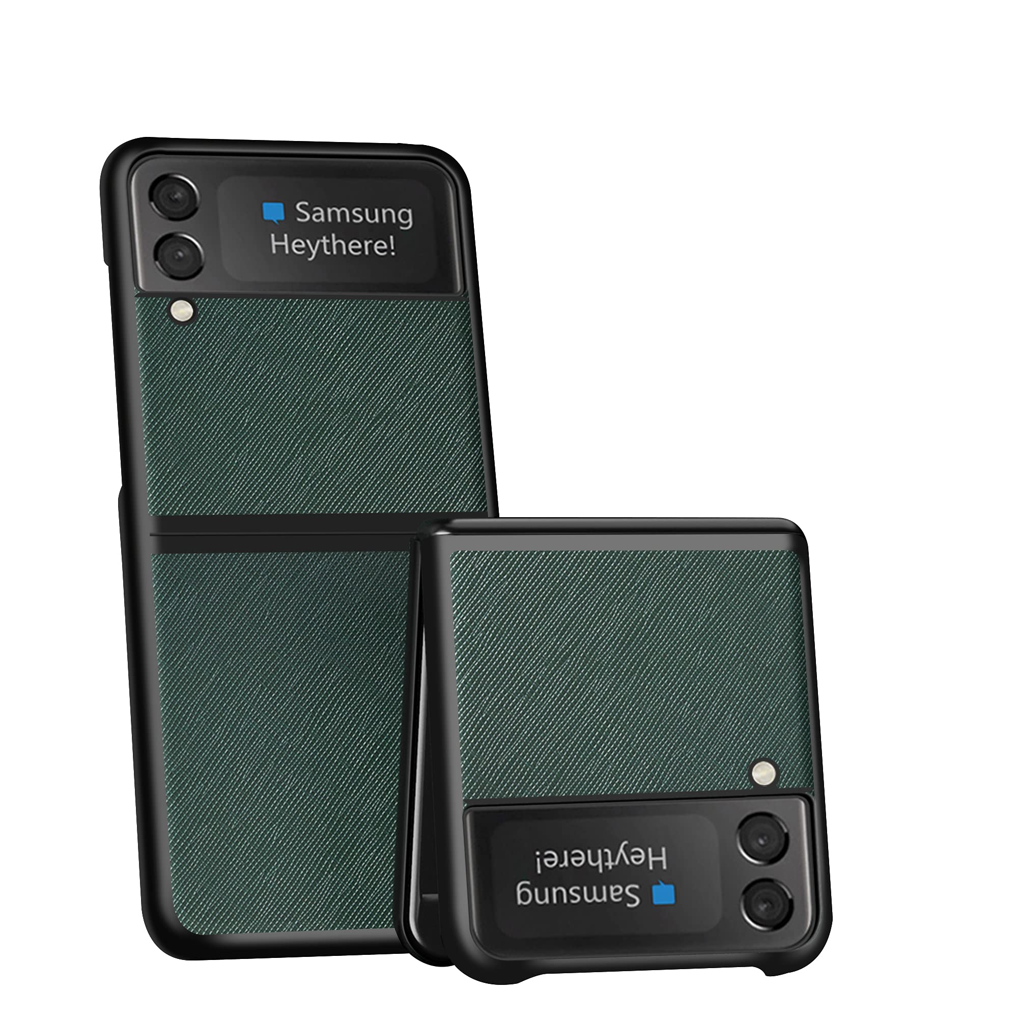 SWMGO® Textured Leather Case Foldable,Anti Vibration & Anti Fall,Comfortable Grip Full Protection Shell Compatible for Samsung Galaxy Z Flip3 5G (2)