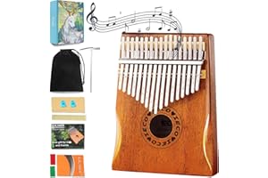 Kalimba Thumb Piano 17 Key Portable Finger Piano with Songbook, Case, Tuning Hammer, Music Gifts for Kids Adults Beginners