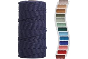 NOANTA Macrame Cord 3mm 220yards (200 Meters) Dark Blue Macrame Supplies Macrame Yarn, Colored Cotton Rope, Colored Cord for DIY