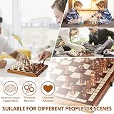 Syrace Folding Hand Crafted Wooden Chess Set Unique Board w/ Storage Gift Kids view 2
