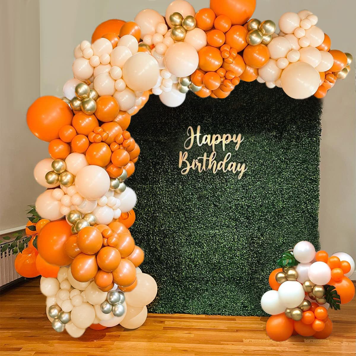 Orange Balloons Arch Garland Kit, Orange Beige White Metallic Gold Balloons for Birthday Wedding Baby Shower Anniversary Party Decorations