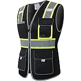 HoliSecure Safety Vest for women, Hi vis Reflective Lady Work vest With 9 Multi Pocket And Zipper